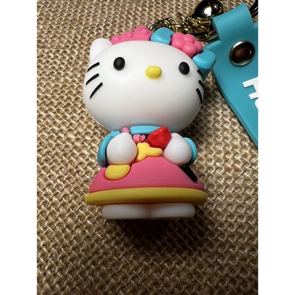 Hello Kitty (Sale in Japan Only) Teal Silicone Wristlet Key Chain & Jingle Bell - Picture 3 of 9